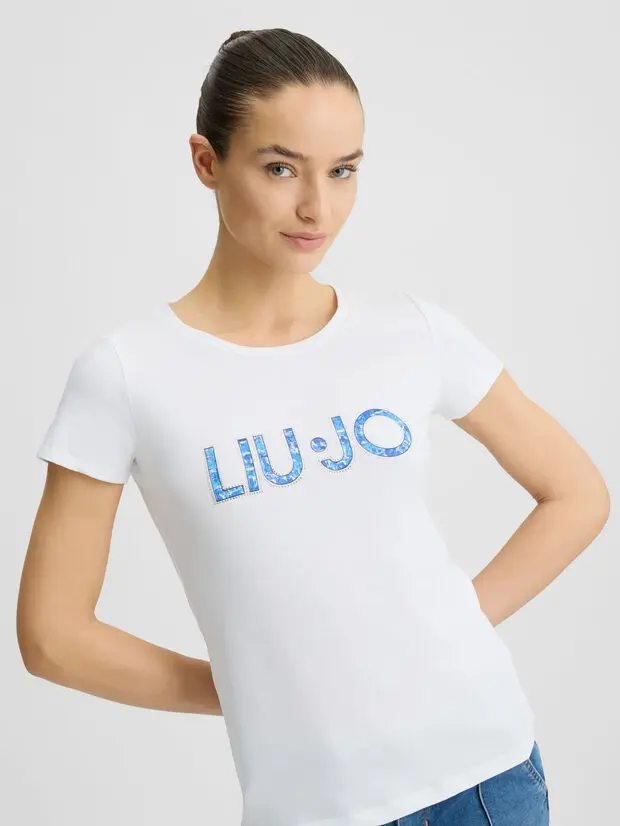 Футболка Liu Jo Better с джинсовым логотипом