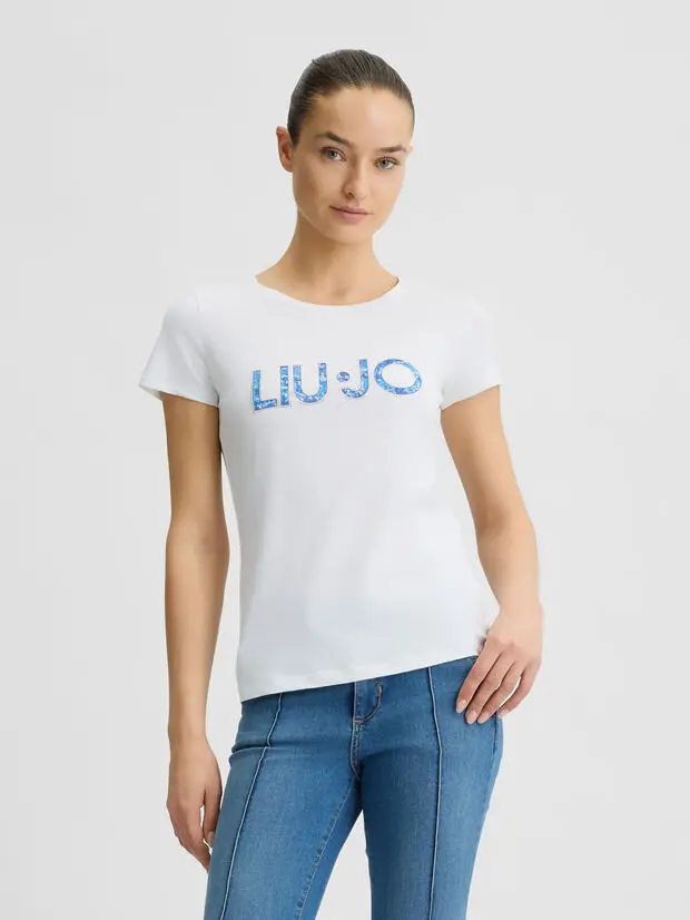 Футболка Liu Jo Better с джинсовым логотипом